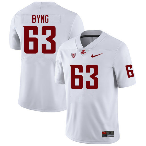 Men #63 Nolan Byng Washington State Cougars College Football Jerseys Sale-White